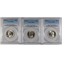 ( 3 ) 1953-S WASHINGTON QUARTERS, PCGS MS-65