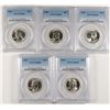 Image 1 : LOT OF ( 5 ) 1961 WASHINGTON QUARTERS, PCGS MS-65 GEMS