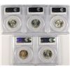 Image 2 : LOT OF ( 5 ) 1961 WASHINGTON QUARTERS, PCGS MS-65 GEMS