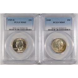 1949-P,D WASHINGTON QUARTERS PCGS MS-65