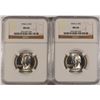 Image 1 : LOT OF ( 2 ) 1946-S WASHINGTON QUARTERS, NGC MS-66