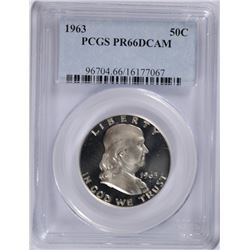 1963 FRANKLIN HALF DOLLAR, PCGS PROOF-66 DEEP CAMEO!