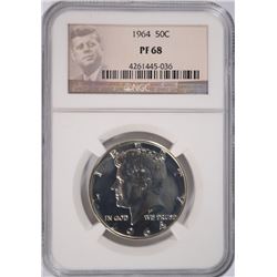 1964 KENNEDY HALF DOLLAR, NGC PROOF-68