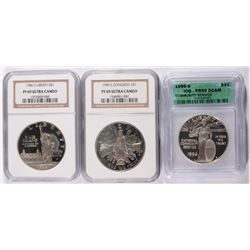 ( 3 ) COMMEM SILVER DOLLARS: