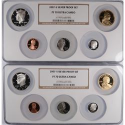 (2) 2007 SILVER PROOF SETS (MISSING QUARTERS) NGC PF-70 UC (MULTIHOLDER)