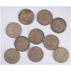 (10) 1883 N/C V-NICKELS