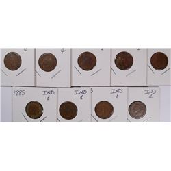 (9) 1885 INDIAN HEAD CENTS