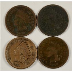(4) INDIAN HEAD CENTS (1860, 1866, 1867, 1868)
