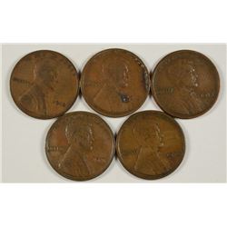 (5) LINCOLN CENTS (1911, 1912, 1913-D, 1914-S, 1915-D)