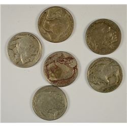 (6) BUFFALO NICKELS (1913-S I, 1913 II, 1917-S, 1918-D, 1919, 1919-D)