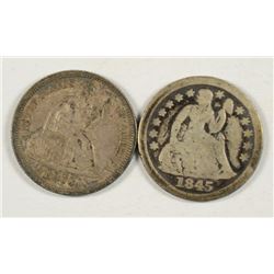 1845 & 1873 SEATED DIMES