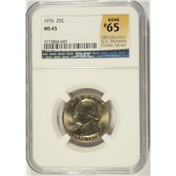 1976 WASHINGTON QUARTER NGC MS-65 (RANK #65 100 GREATEST US MODERN COINS 1ST ED)
