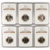 Image 1 : ( 6 ) WASHINGTON QUARTERS ALL NGC MS-65:  1973-D, 74, 74-D, 76-D, 80-D & 1981