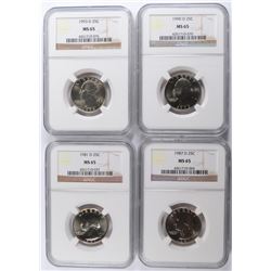 ( 4 ) WASHINGTON QUARTERS ALL NGC MS-65: 1981-D, 1987-D, 1990-D & 1993-D