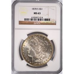 1878-S MORGAN SILVER DOLLAR, NGC MS-63
