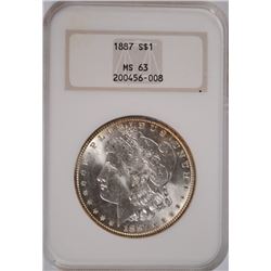 1887 MORGAN SILVER DOLLAR, NGC MS-63