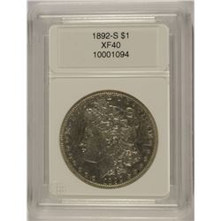 1892-S MORGAN SILVER DOLLAR, CCGS XF-40