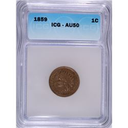 1859 INDIAN CENT ICG AU-50