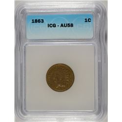 1863 INDIAN CENT ICG AU-58