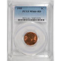 1955 LINCOLN CENT PCGS MS-66+ RED