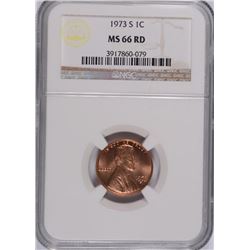 1973-S LINCOLN CENT, NGC MS-66 RED!  RARE! THERE HAVE BEEN NO SALES OF MS-67 RED