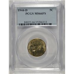 1944-D JEFFERSON NICKEL, PCGS MS-66 FULL STEPS