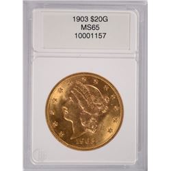 1903 $20.00 GOLD LIBERTY, CCGS MS-65  GEM, RARE!!