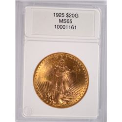 1925 $20.00 ST.GAUDENS GOLD, CCGS MS-65