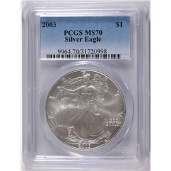 2003 AMERICAN SILVER EAGLE, PCGS MS-70! PERFECT!
