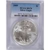 Image 1 : 2005 AMERICAN SILVER EAGLE, PCGS MS-70 RARE LISTS IN PCGS PRICE GUIDE AT $700.00