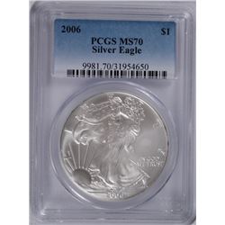 2006 AMERICAN SILVER EAGLE, PCGS MS-70 PERFECT!