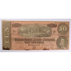 1864 $10 CONFEDERATE STATES OF AMERICA NOTE (T-68) VF
