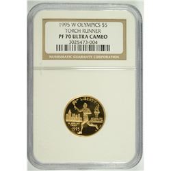 1995-W $5 GOLD OLYMPICS TORCH RUNNER COMMEN NGC PF-70 !!!! UC