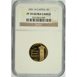 2001-W $5 GOLD CAPITOL COMMEN NGC PF-70 !!! UC