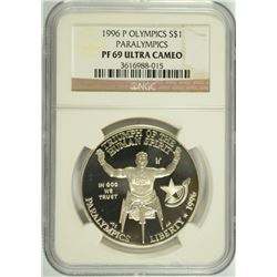 1996 OLYMPICS (PARALYMPICS) COMMEN DOLLAR NGC PF-69 UC