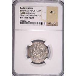 (AD 787-789) TABARISTAN (SULAYMAN) NGC AU (SILK ROAD HOARD)