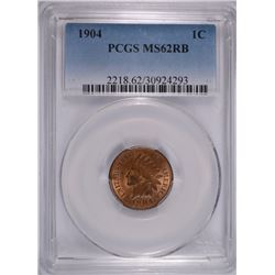 1904 INDIAN HEAD CENT PCGS MS-62 RB