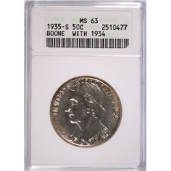 1935/34-S BOONE COMMEN HALF DOLLAR ANACS MS-63