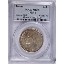 1935-S BOONE COMMEN HALF DOLLAR PCGS MS-65