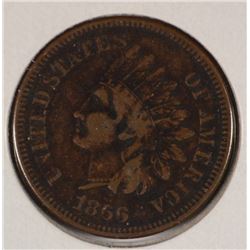 1866 INDIAN HEAD CENT, VF