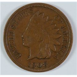 1908-S INDIAN HEAD CENT, XF  KEY DATE!