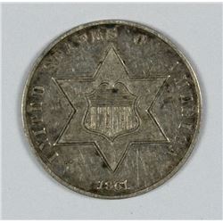 1861 3 CENT SILVER XF+