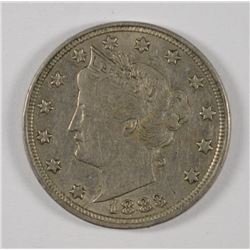 1883 WITHOUT CENTS LIBERTY NICKEL, AU