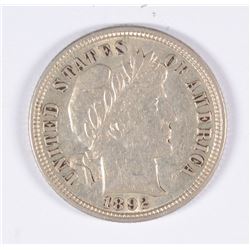 1892 BARBER DIME, AU-55