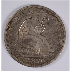 1857 SEATED HALF DOLLAR, XF NICE!