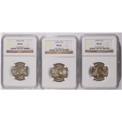 3 1954-S WASHINGTON QUARTERS NGC MS-66
