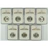 Image 1 : LOT OF ( 7 ) 1956 WASHINGTON QUARTERS, NGC MS-65