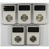 Image 2 : LOT OF ( 5 ) 1961-D WASHINGTON QUARTERS, NGC MS-65