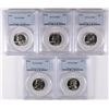 Image 1 : LOT OF ( 5 ) 1964 WASHINGTON QUARTERS, PCGS PROOF-67