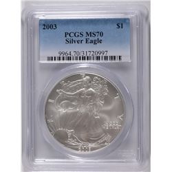 2003 AMERICAN SILVER EAGLE, PCGS MS-70! PERFECT!
